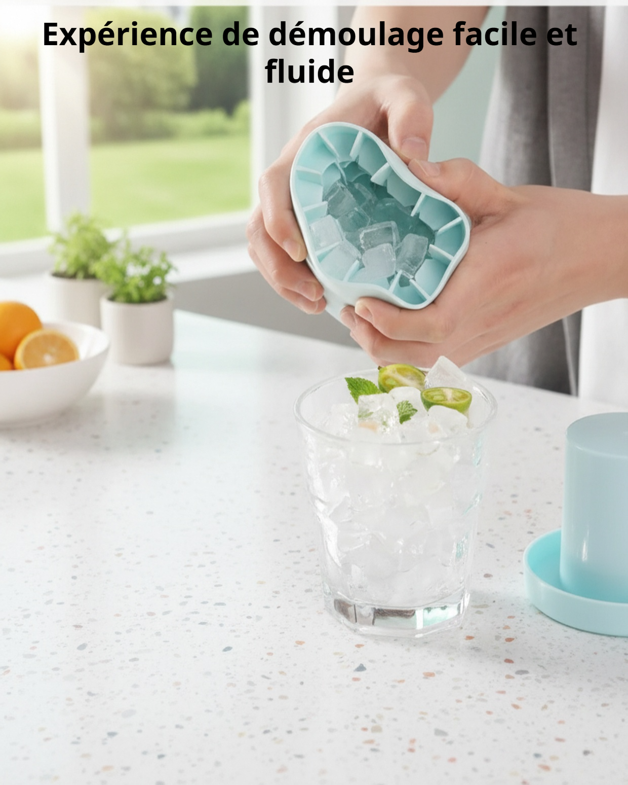 Glaçons cylindriques dans un verre de whisky