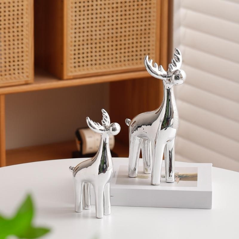 Ceramic deer electroplating process silver plated handicrafts ornaments