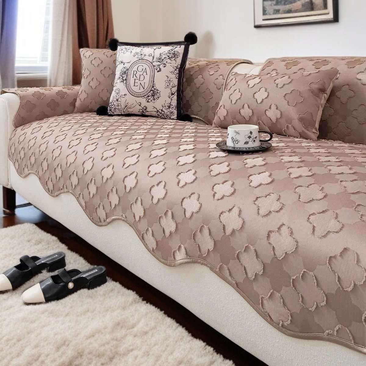 소파 쿠션 미끄럼 방지 이형 시니어 크림 화이트 쿠션 직선 소파 커버 이형 소파 쿠션