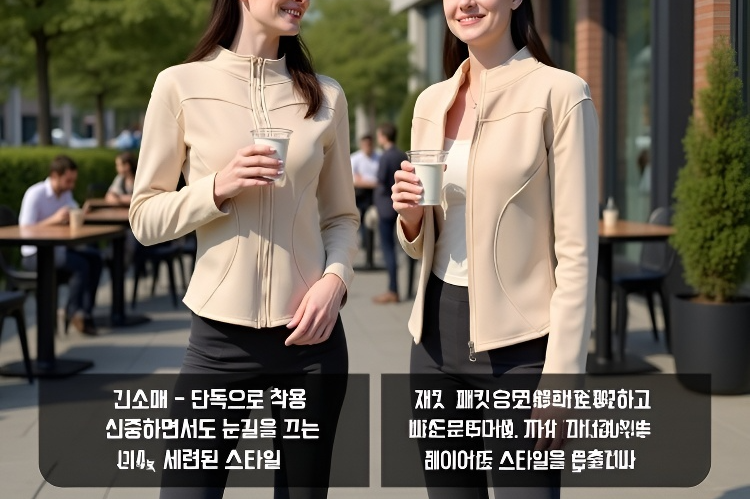 겨울용 따뜻한 양털 맨투맨 착용 예시