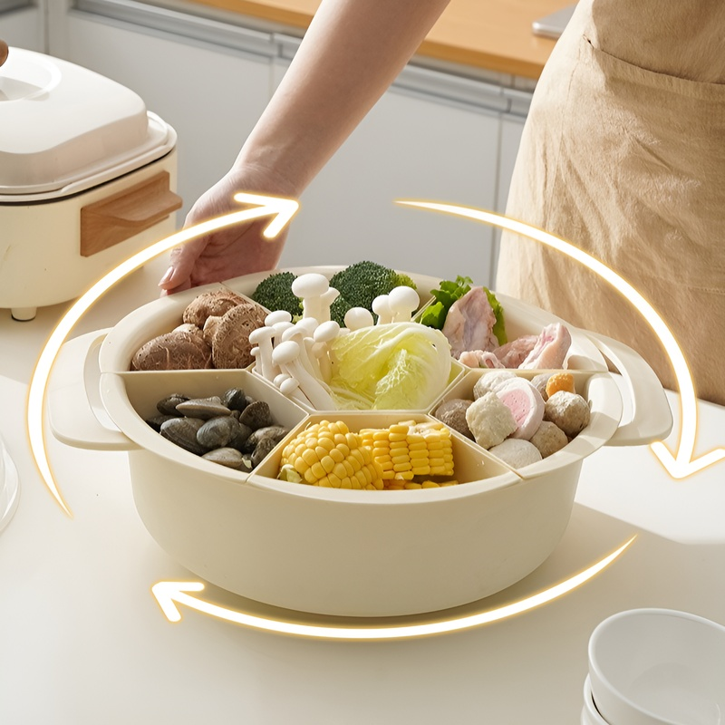 Versatile Sectioned Plate for Food and Pot Serving