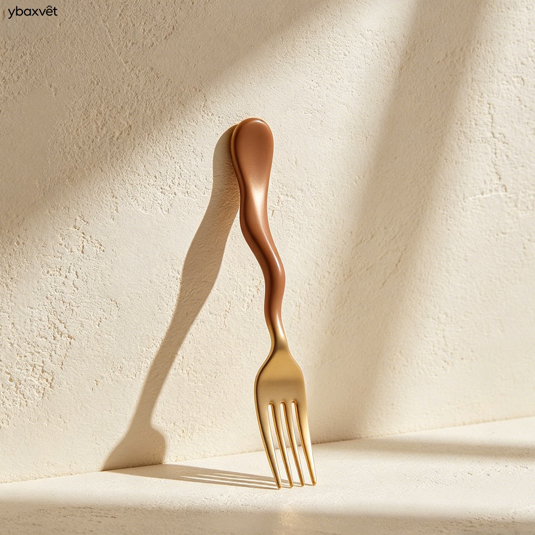 Set of 10 wave-shaped dinner forks displayed on table