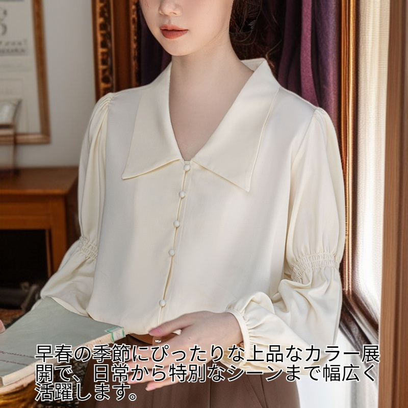 フレンチレトロ 早春 個性派バルーンスリーブシャツ レディース