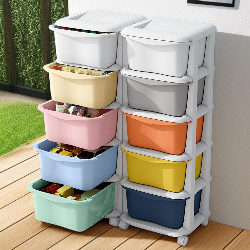 プラスチック製の多段引き出し式おもちゃオーガナイザー
