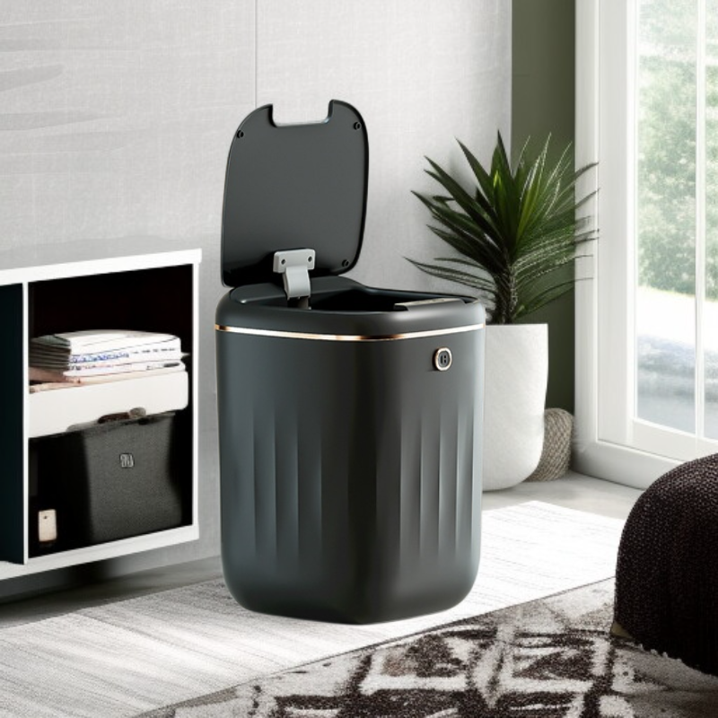 キッチン・トイレ用スマートセンサー付きゴミ箱 ふた付きデザイン