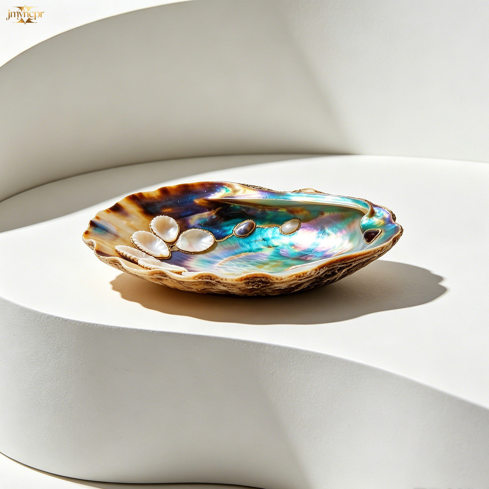 Natural Shell Inlay Decorative Plates (Set of 2)