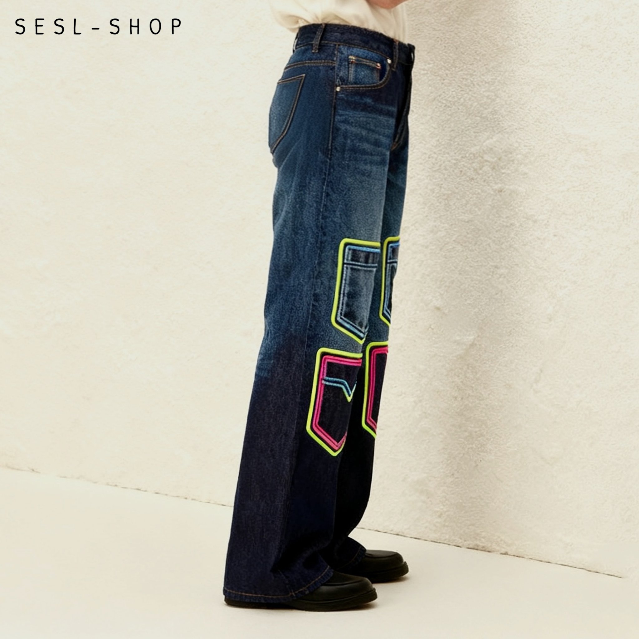 กางเกงยีนส์ฟอกสไตล์เรโทร