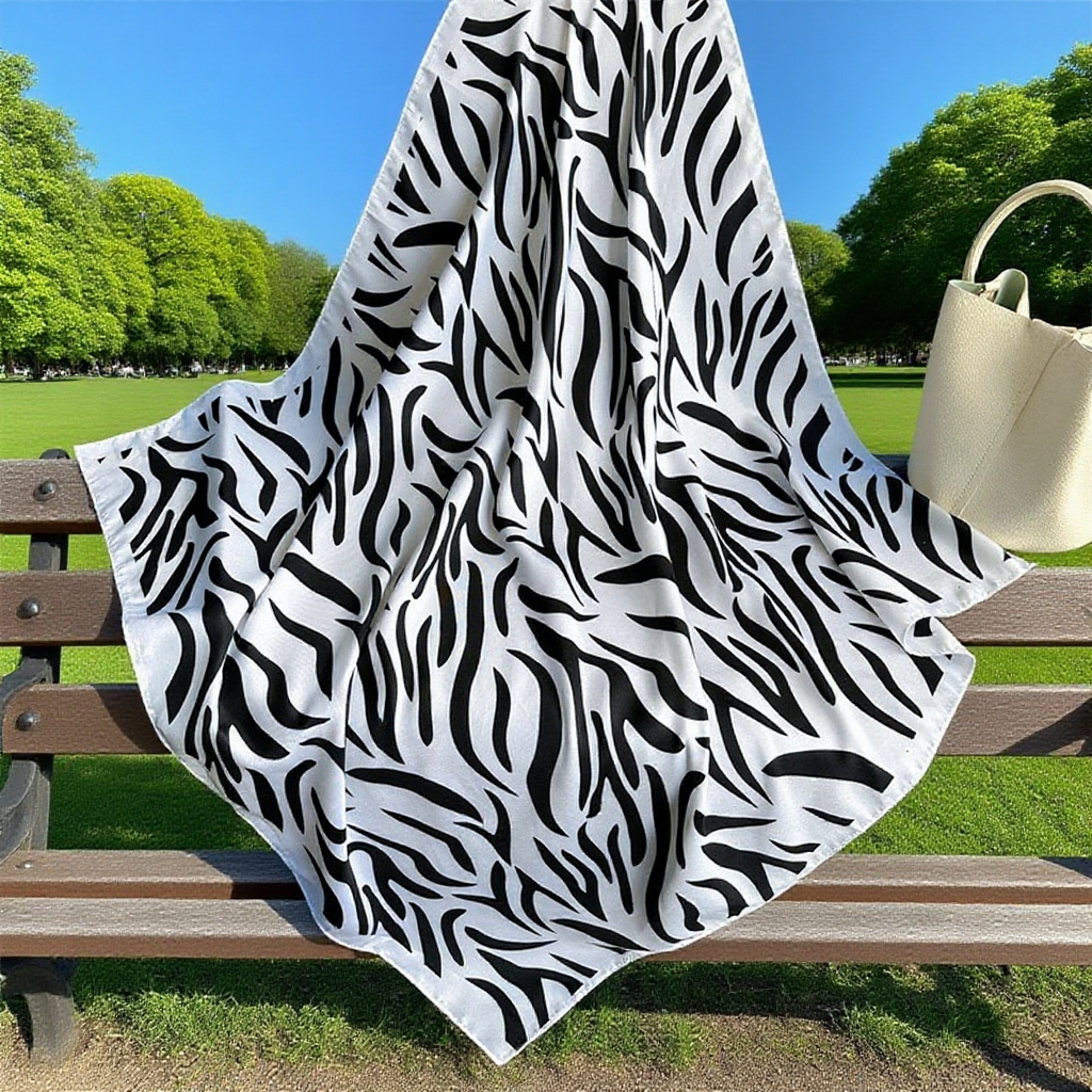 Striped printed scarf shawl wrapped around neck