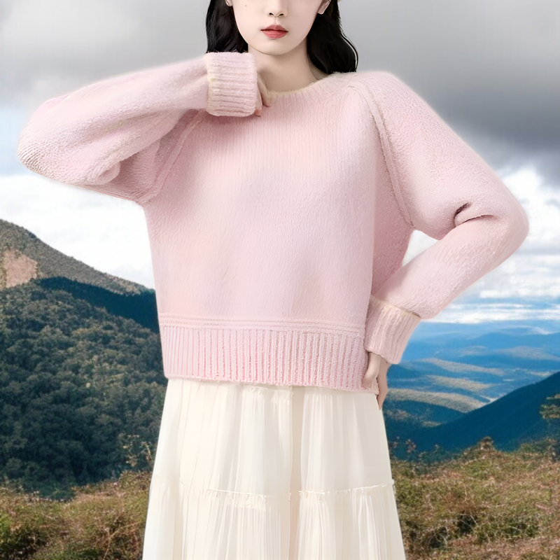 ラウンドネック カラーブロック プルオーバー ニット セーター 韓国風 ファッショナブル デザイン 長袖 セーター トップス ゆったり フィット 快適 暖かく 防寒