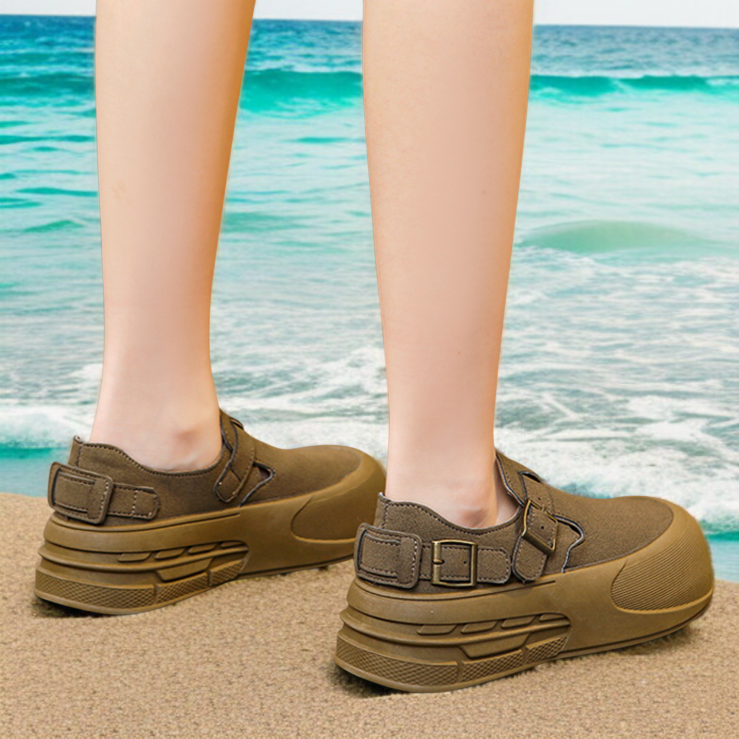 키높이 캐주얼화 슬립온 여성 라운드 송편 통굽 슈즈 못난이 키높이 캐주얼화