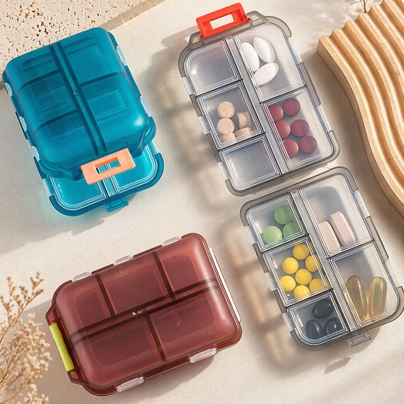Portable Transparent 10-Grid Sealed Pill Box