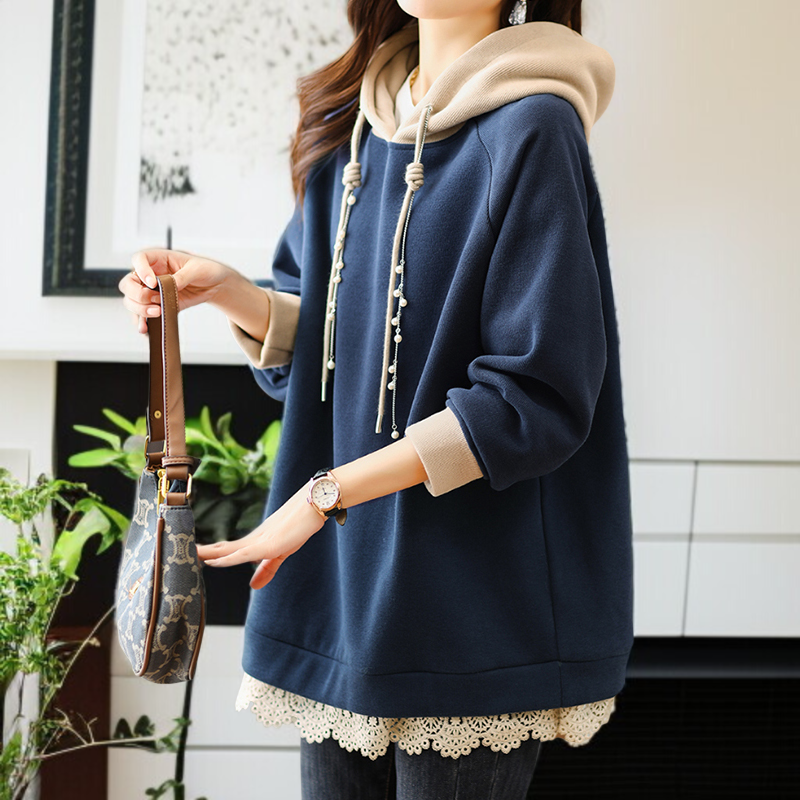 フード付きのパッド入りのセーターのジャケット緩い脂肪質の姉妹のセーターの女性大きいサイズの冬のセーター