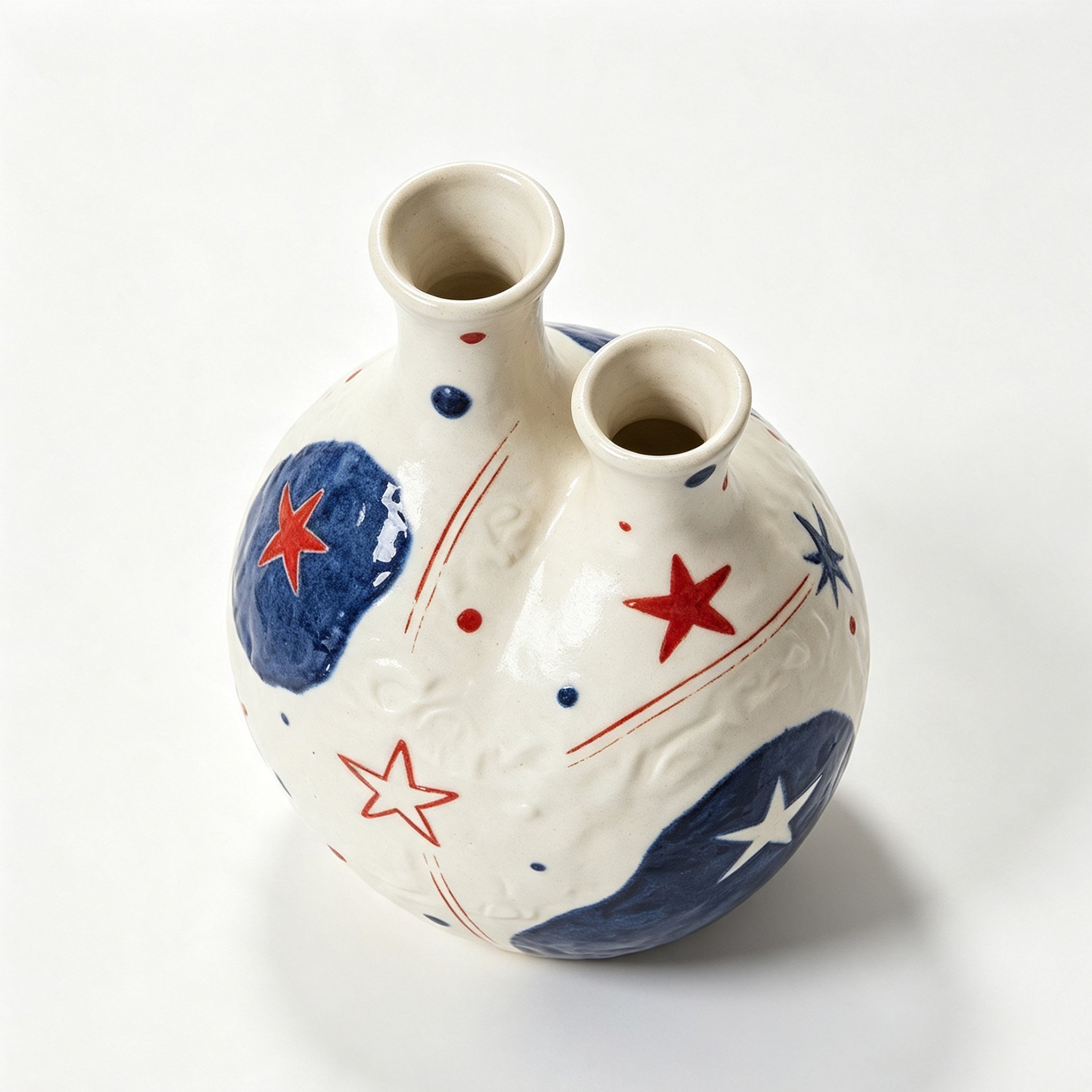 Star-patterned twin ceramic vases