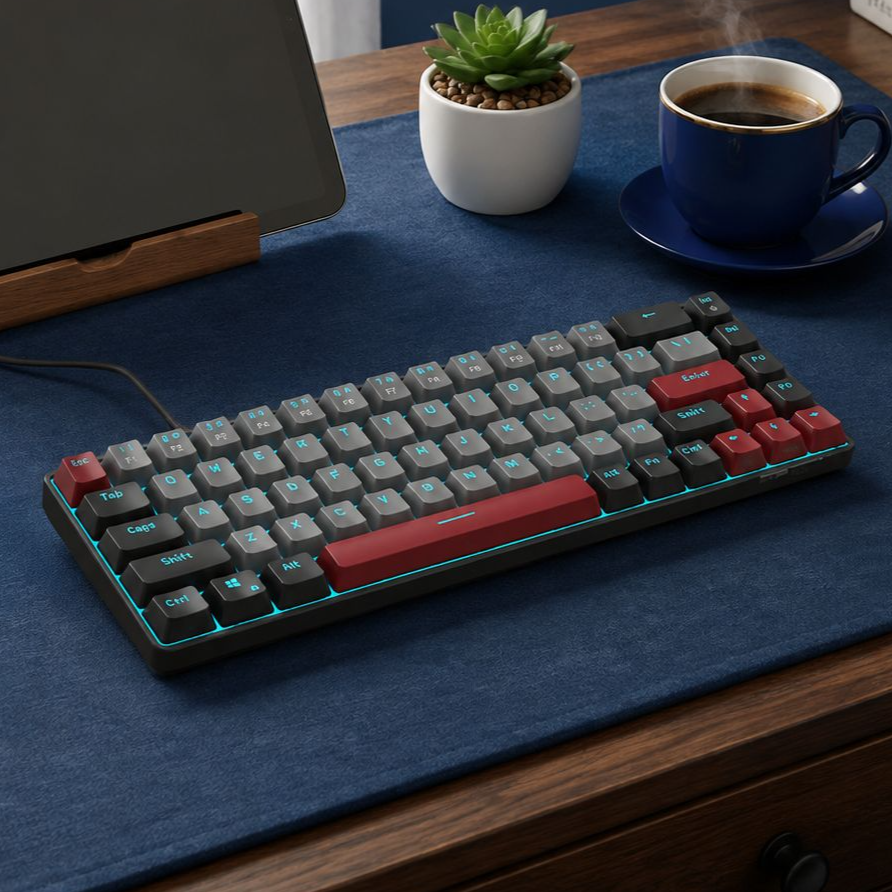 Clavier mécanique silencieux à 68 touches
