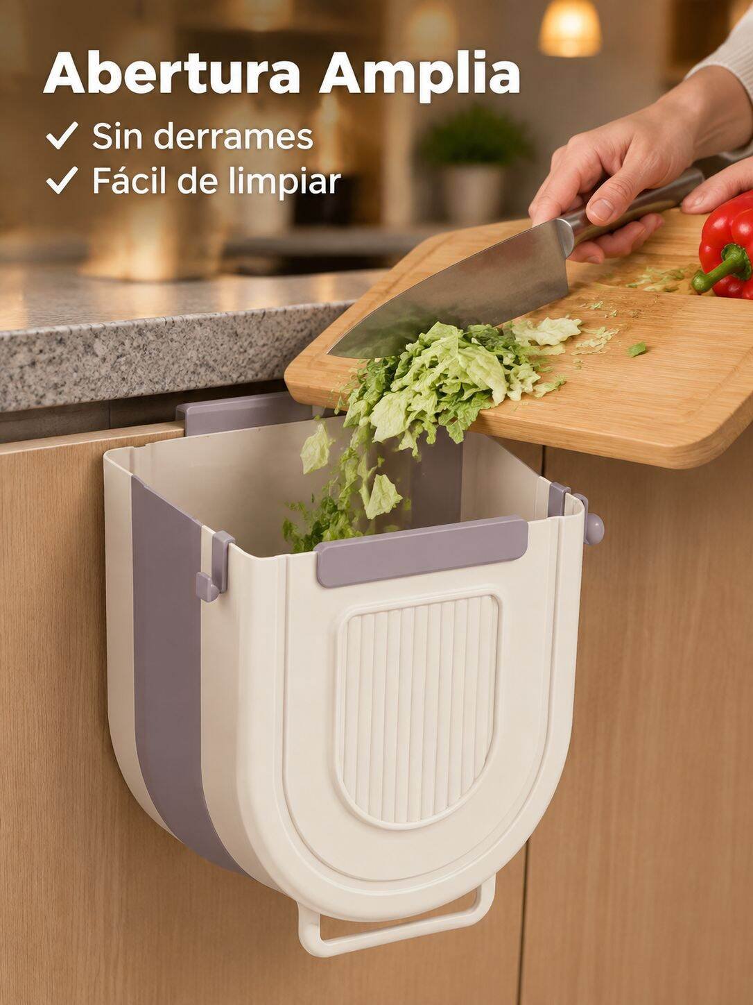Cubo de basura plegable para cocina, de pared y sin taladrar