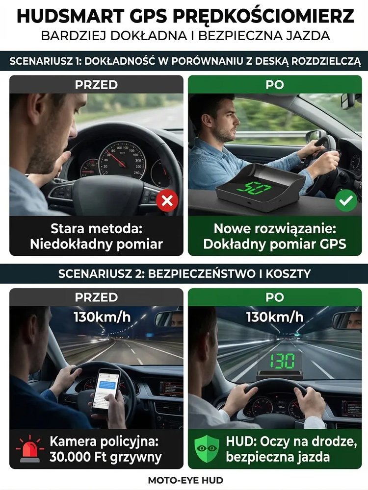 Samochodowy HUD GPS Cyfrowy Prędkościomierz