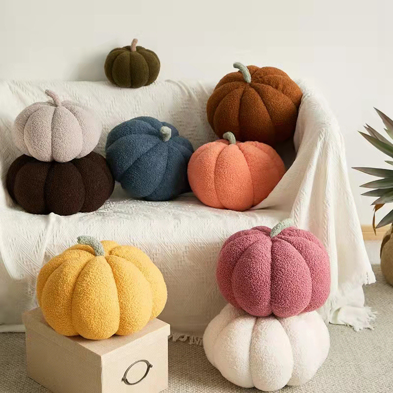 Almohada cojín de peluche en forma de calabaza para decoración del hogar