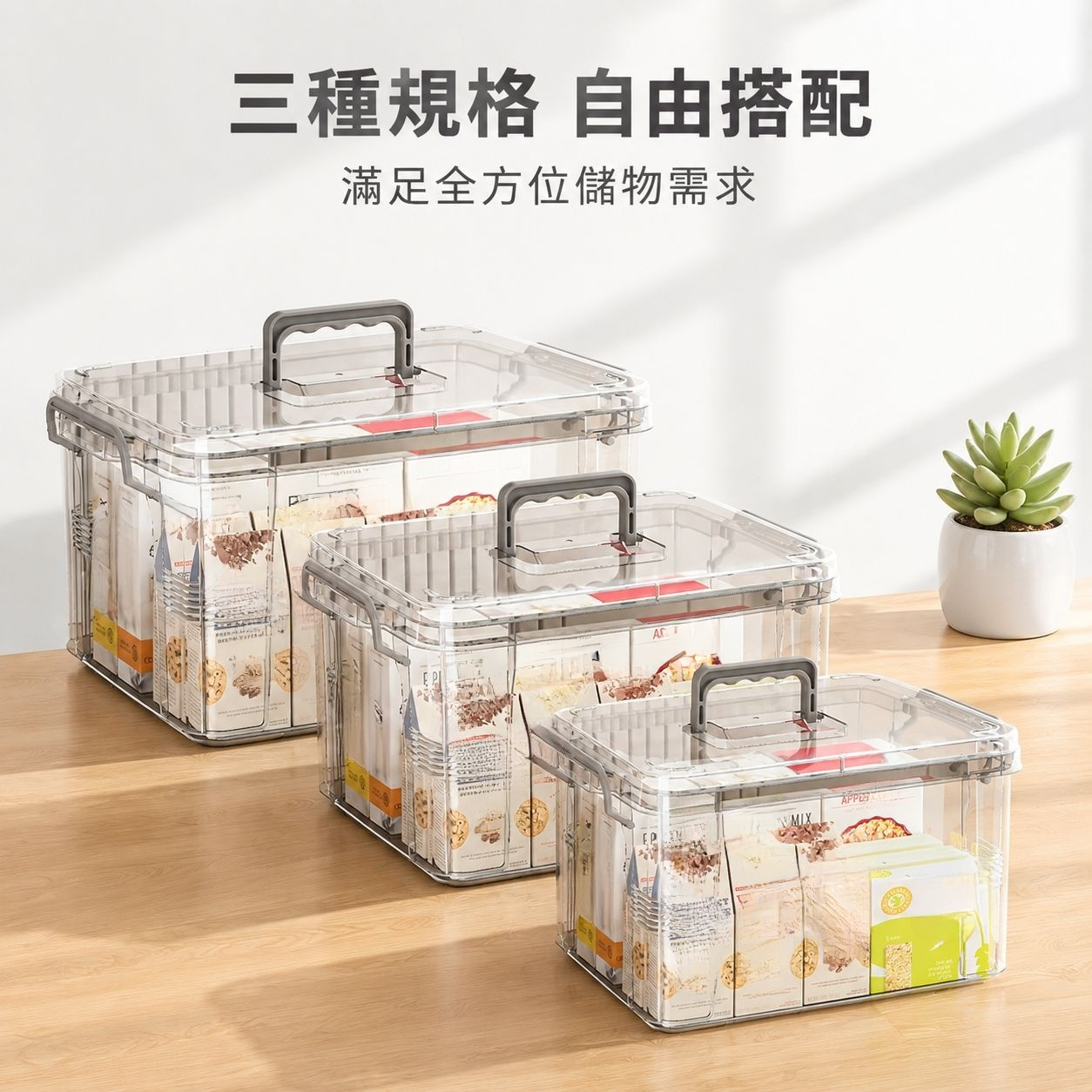 收納箱家用整理玩具零食雜物密封手提塑料框透明置物箱收納盒子