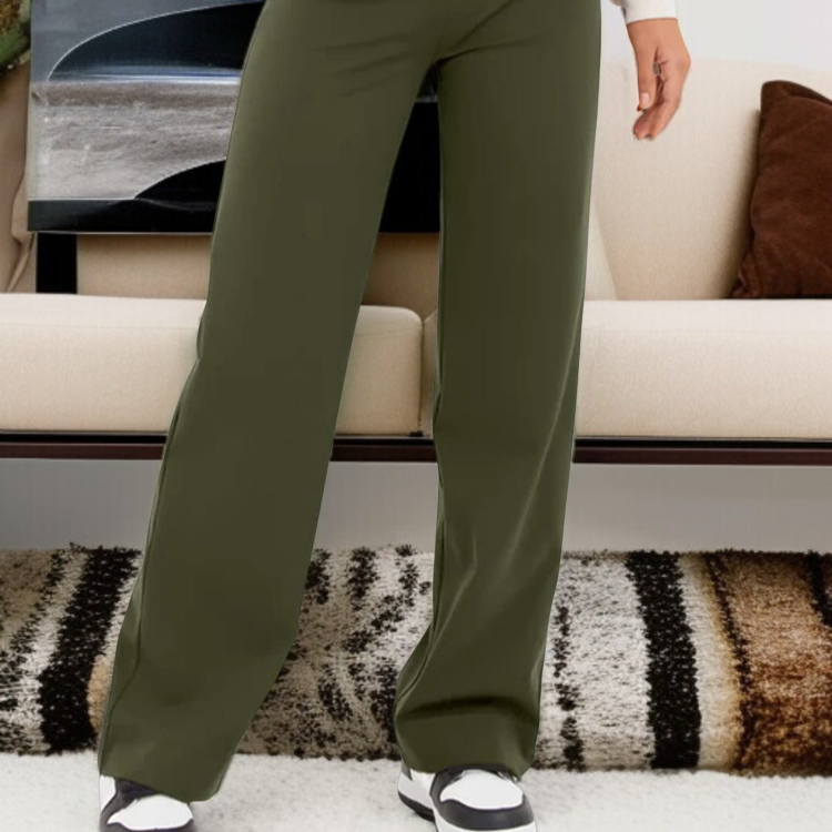 여성 바지 포켓 멀티 하이웨스트 일자 팬츠 고탄력 스판 몰드 캐주얼 팬츠