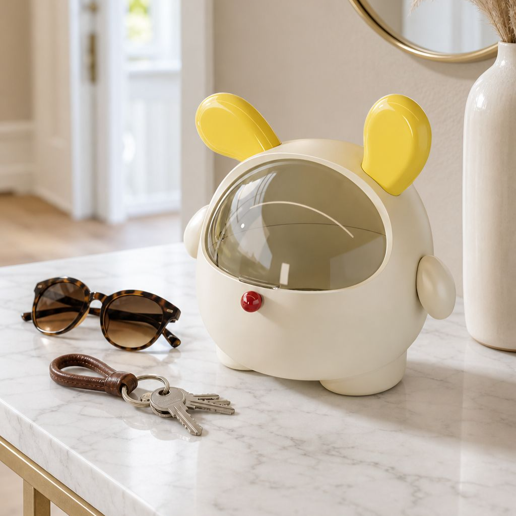 Multifunctional Desktop Trash Bin with Lid, Creative Home Organizer