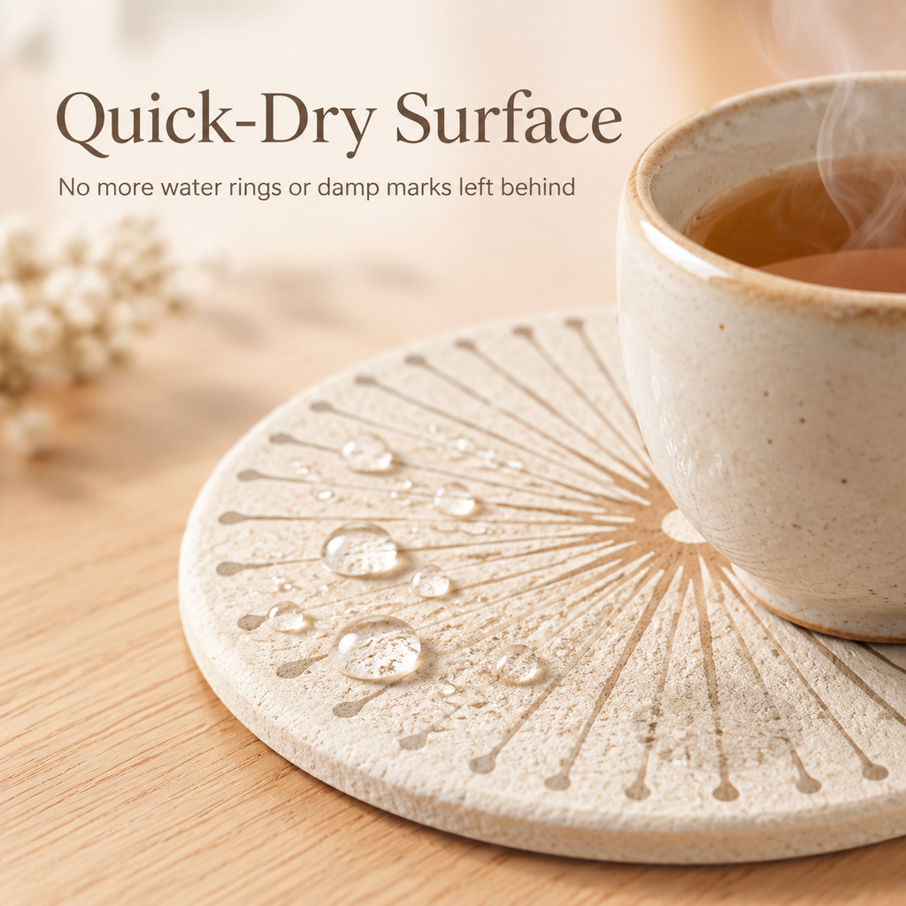 Japanese Diatomite Quick-Dry Drink Coaster Absorbent Heat Resistant Mat