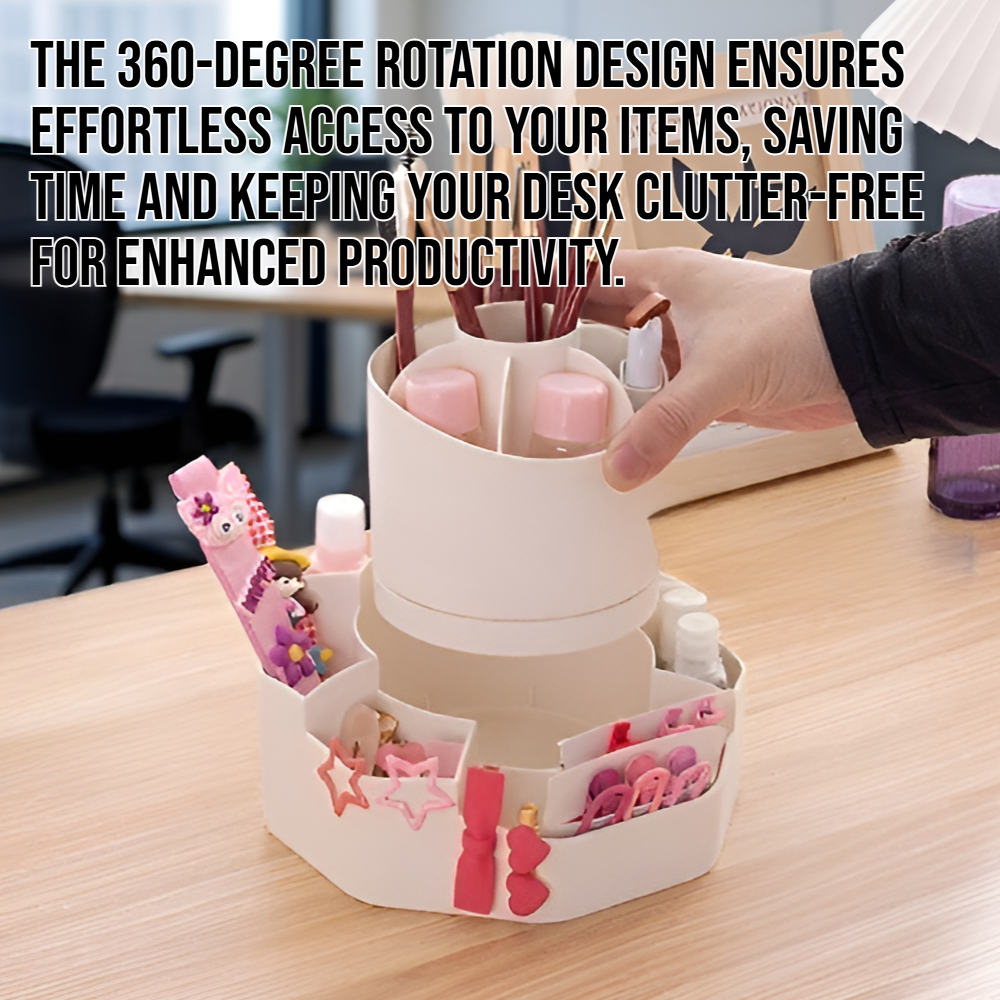 Desktop round rotating large capacity storage box