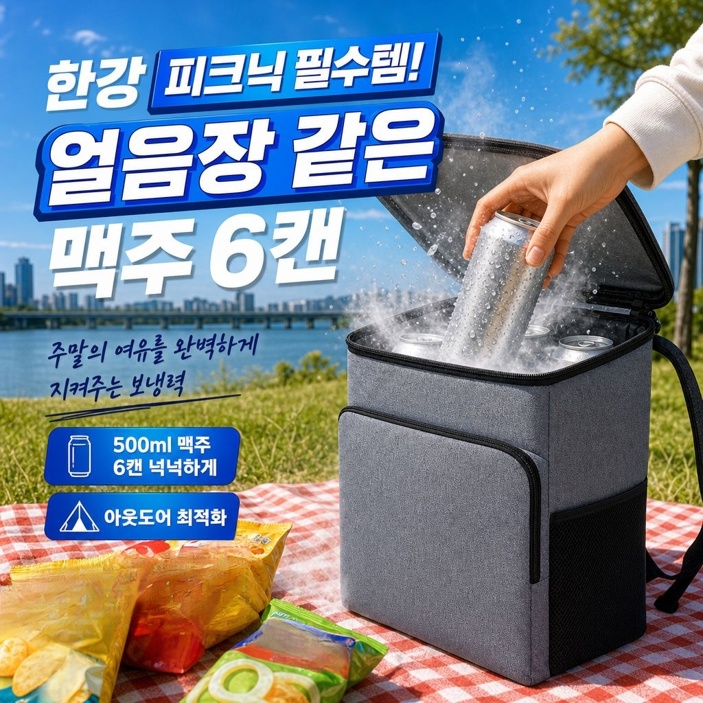 야외용 대용량 아이스 도시락 보온가방 더블포켓