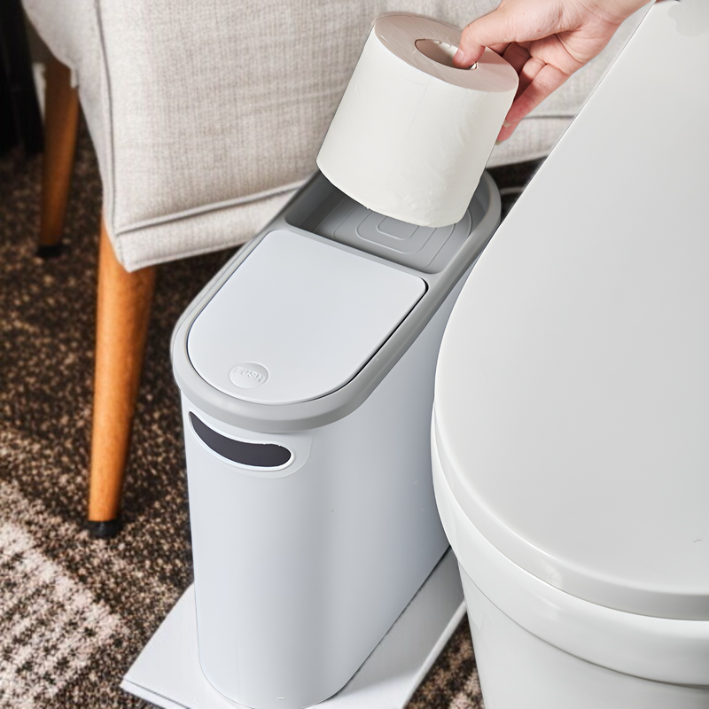 クリエイティブゴミ箱 家庭用トイレゴミ箱 リビングルーム キッチンゴミ箱 バスルーム 隙間ゴミ箱 蓋付き プッシュ式ゴミ箱