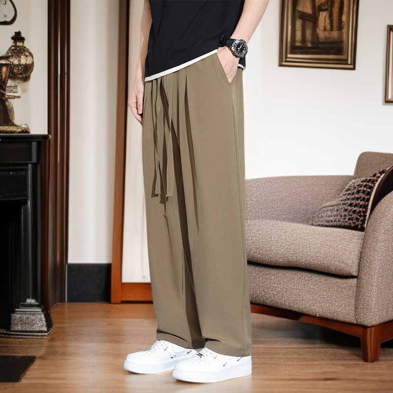 남녀 빅사이즈 캐주얼 팬츠 하이 통기 일자 트레이닝 팬츠 아이스 팬츠 남 여름 속건 캐주얼 팬츠