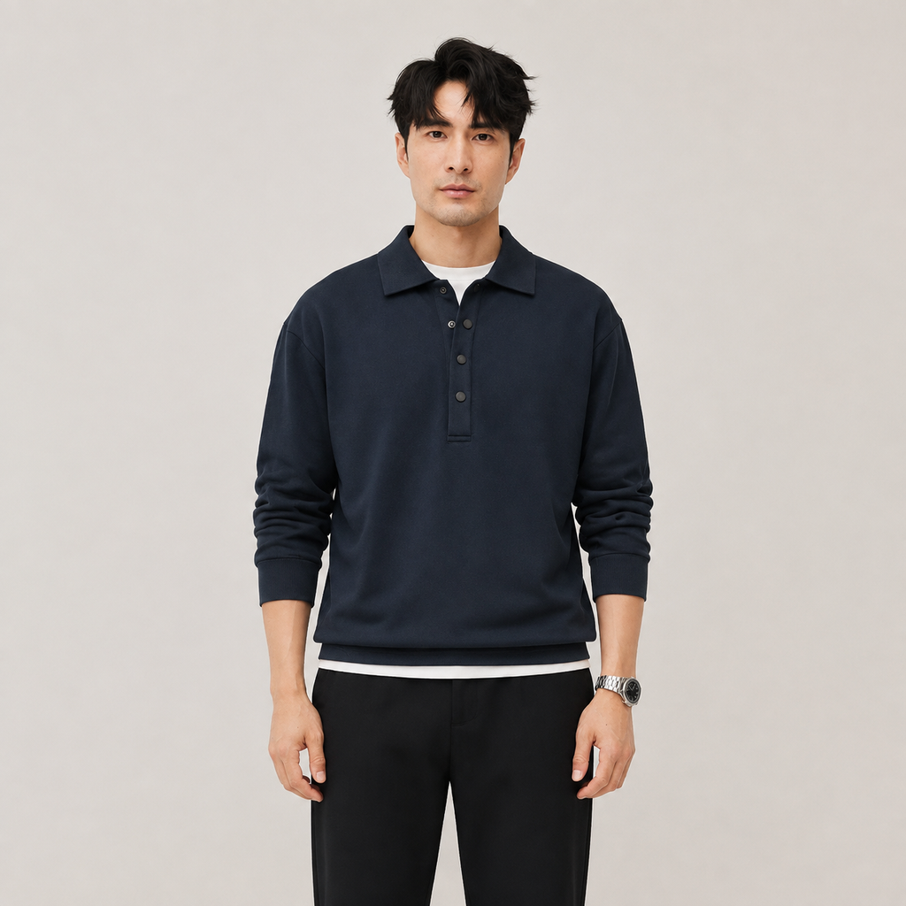 가을 루즈핏 남성 올드머니 레이어드 폴로넥 긴팔 이너