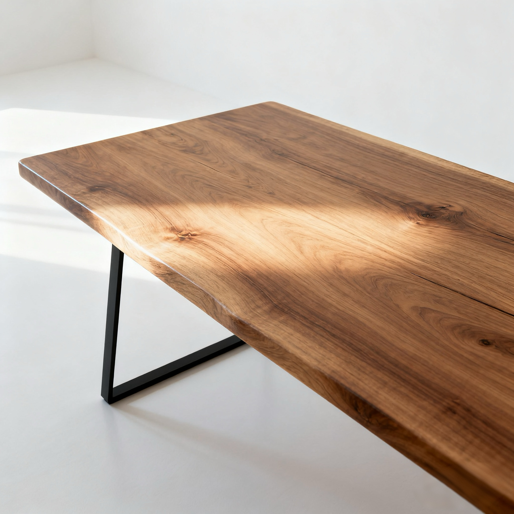 Mesa de madera maciza color natural con forma irregular