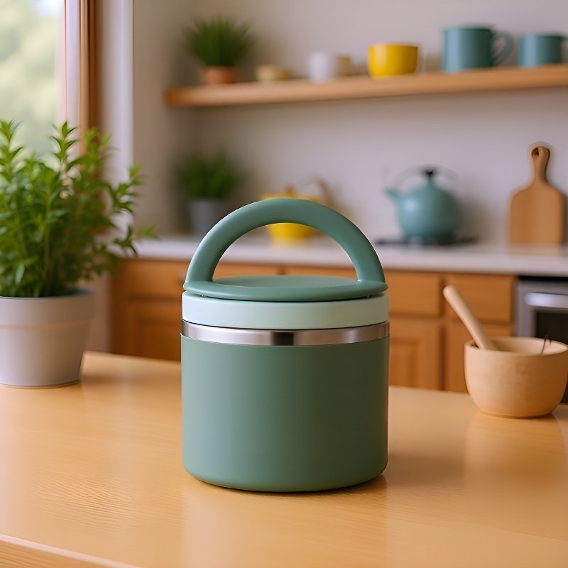 Food-grade stainless steel insulated lunch box, large capacity 630ml, portable.