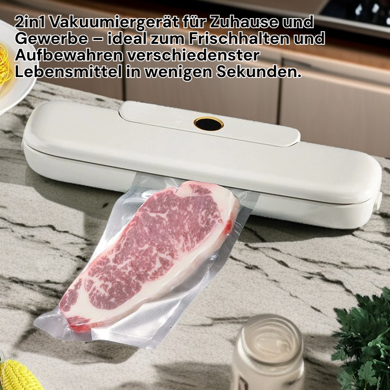 Vakuumversiegelungsgerät für Küche, Lebensmittel-Kompressor + 10 Beutel