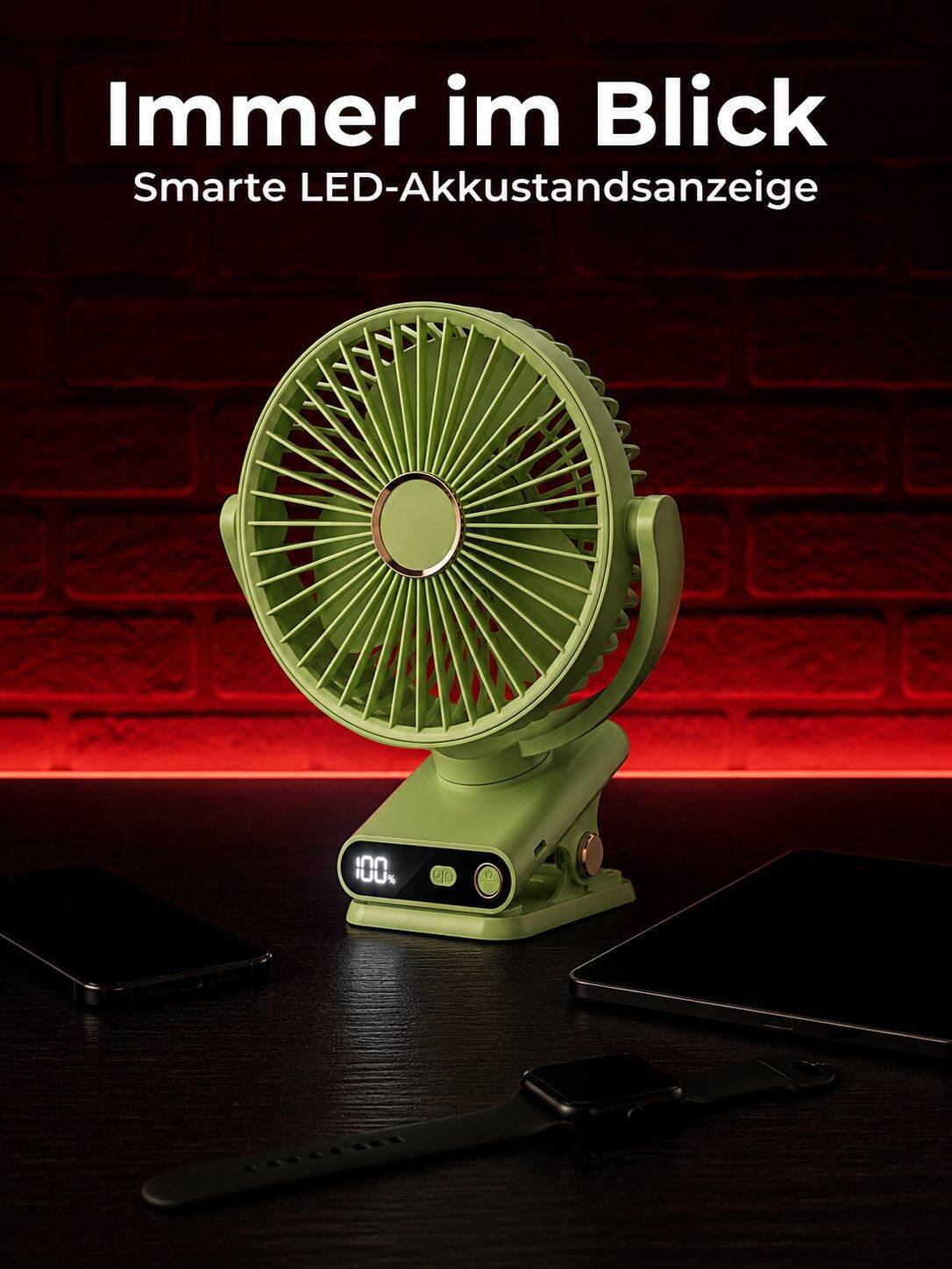 Kompakter Tischventilator mit 360 Grad Oszillation