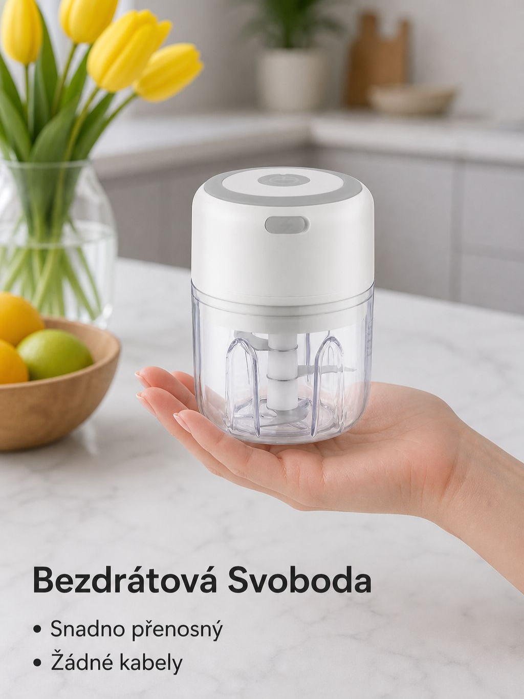 Malý bezdrátový elektrický drtič česneku pro domácnost