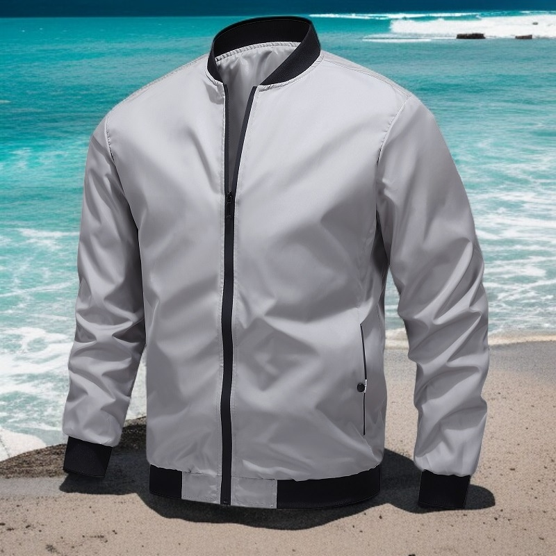 남성 캐주얼 재킷 봄 가을 솔리드 컬러 지퍼 재킷