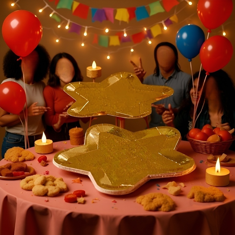 Platos desechables elegantes para fiesta de Navidad