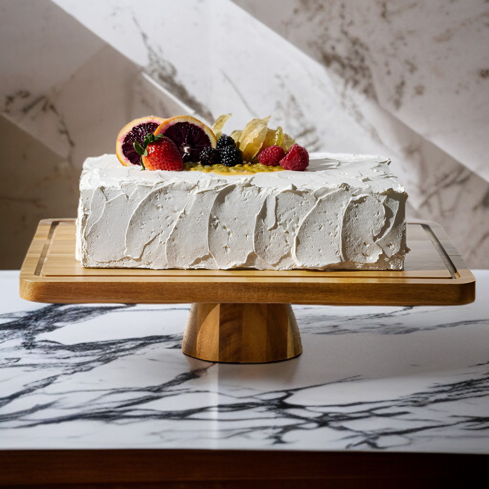 木製ハイキックデザートトレイ