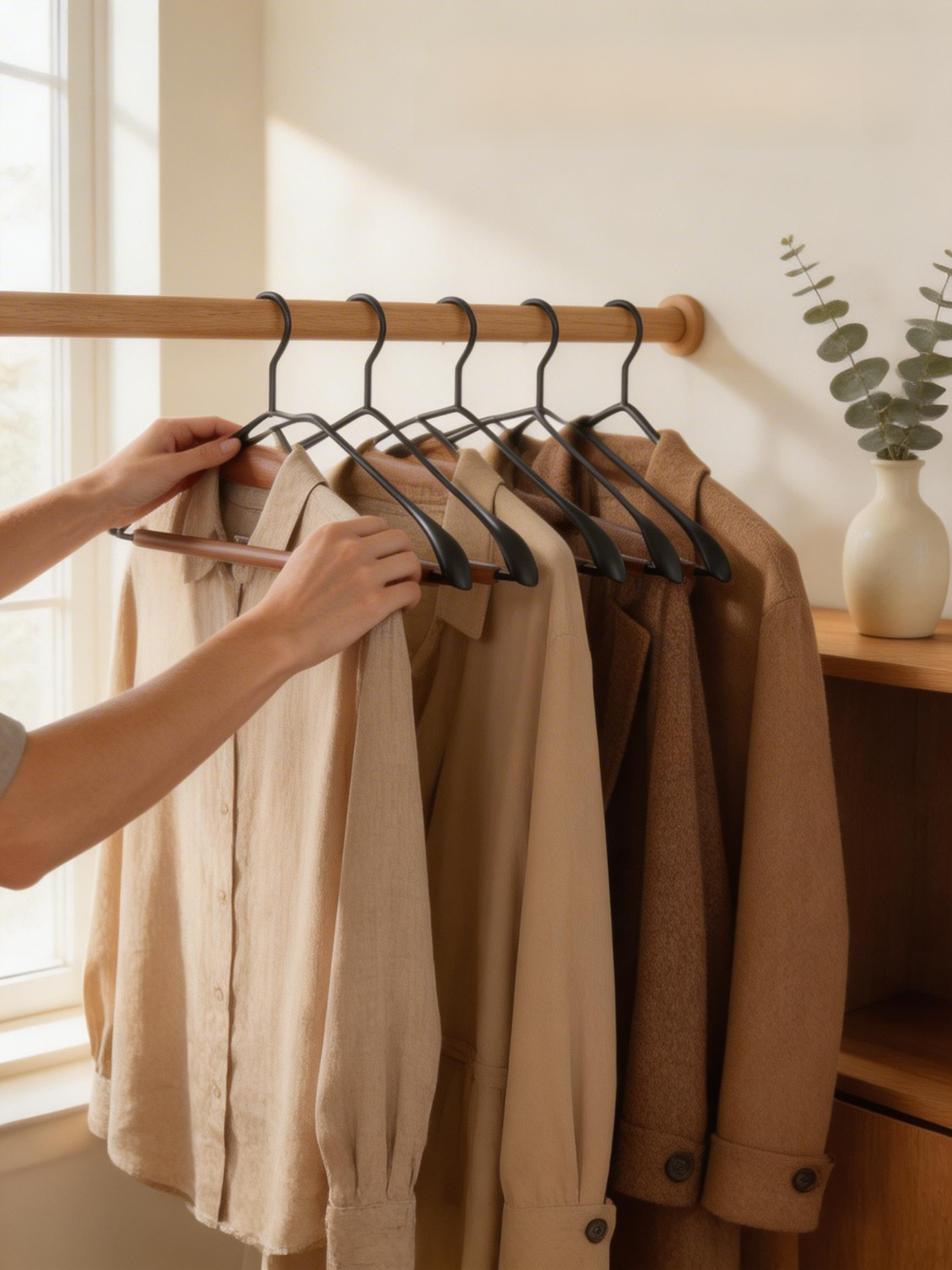 Durable wardrobe organizer with solid wood and iron