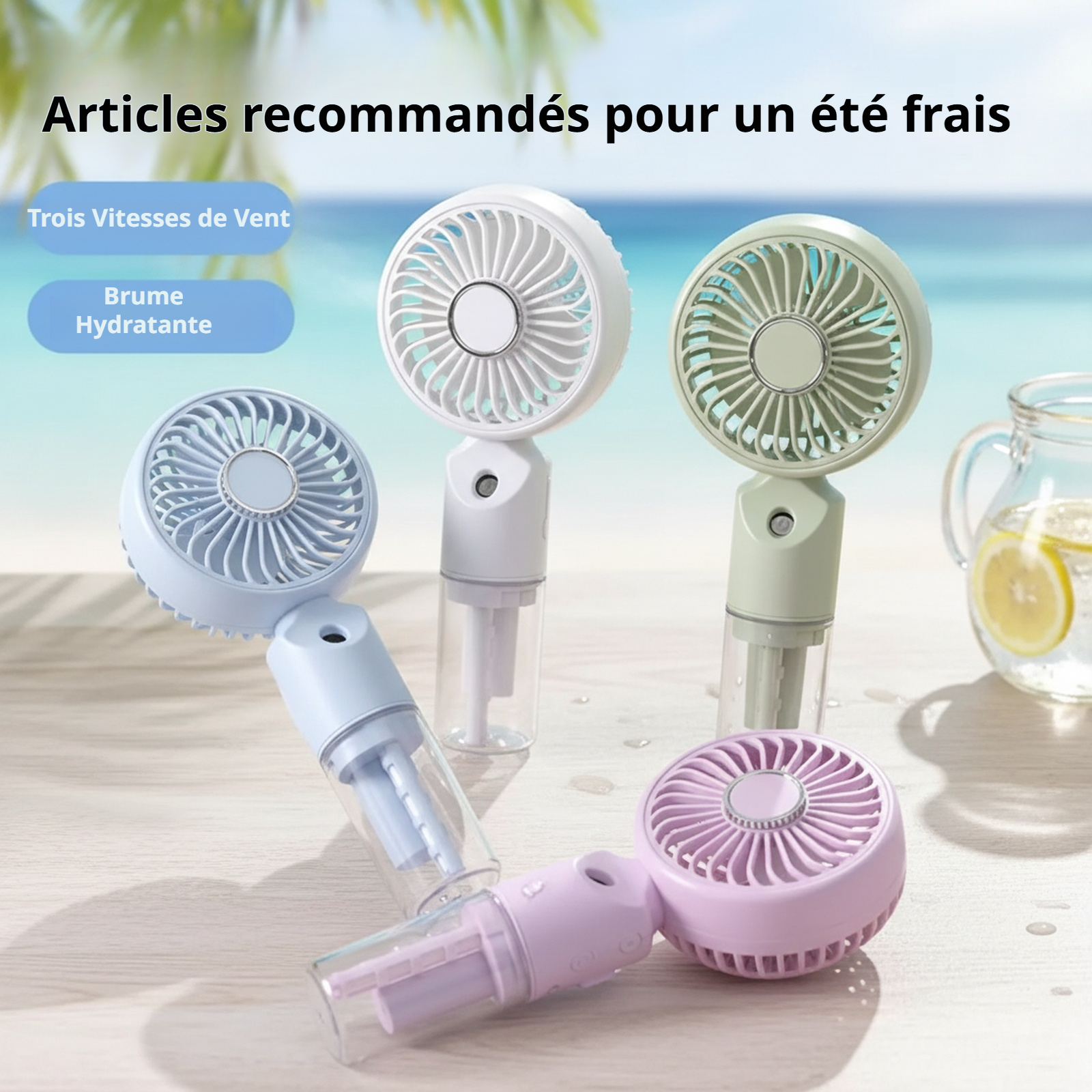 Ventilateur brumisateur portable à main, hydratant pour voyage en plein air