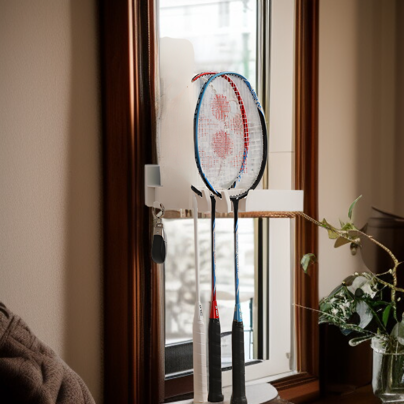 Badminton Racket Hanger, Easy Access, No Drilling, Rear Storage Rack