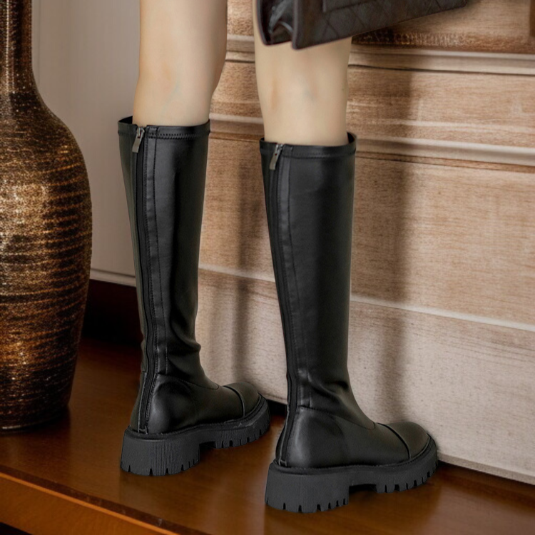 ロングストレッチナイトブーツがニーハイブーツブラウンブーツ女性の巨大な痩身