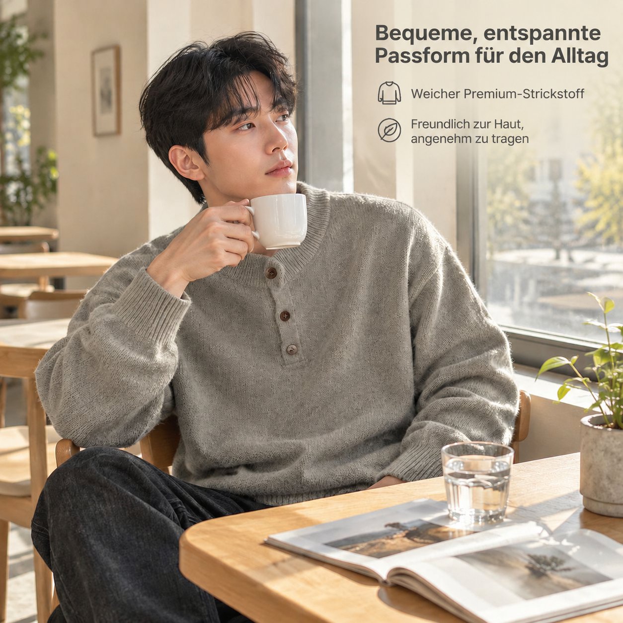 Modischer Herren-Strickpullover im Loose Fit