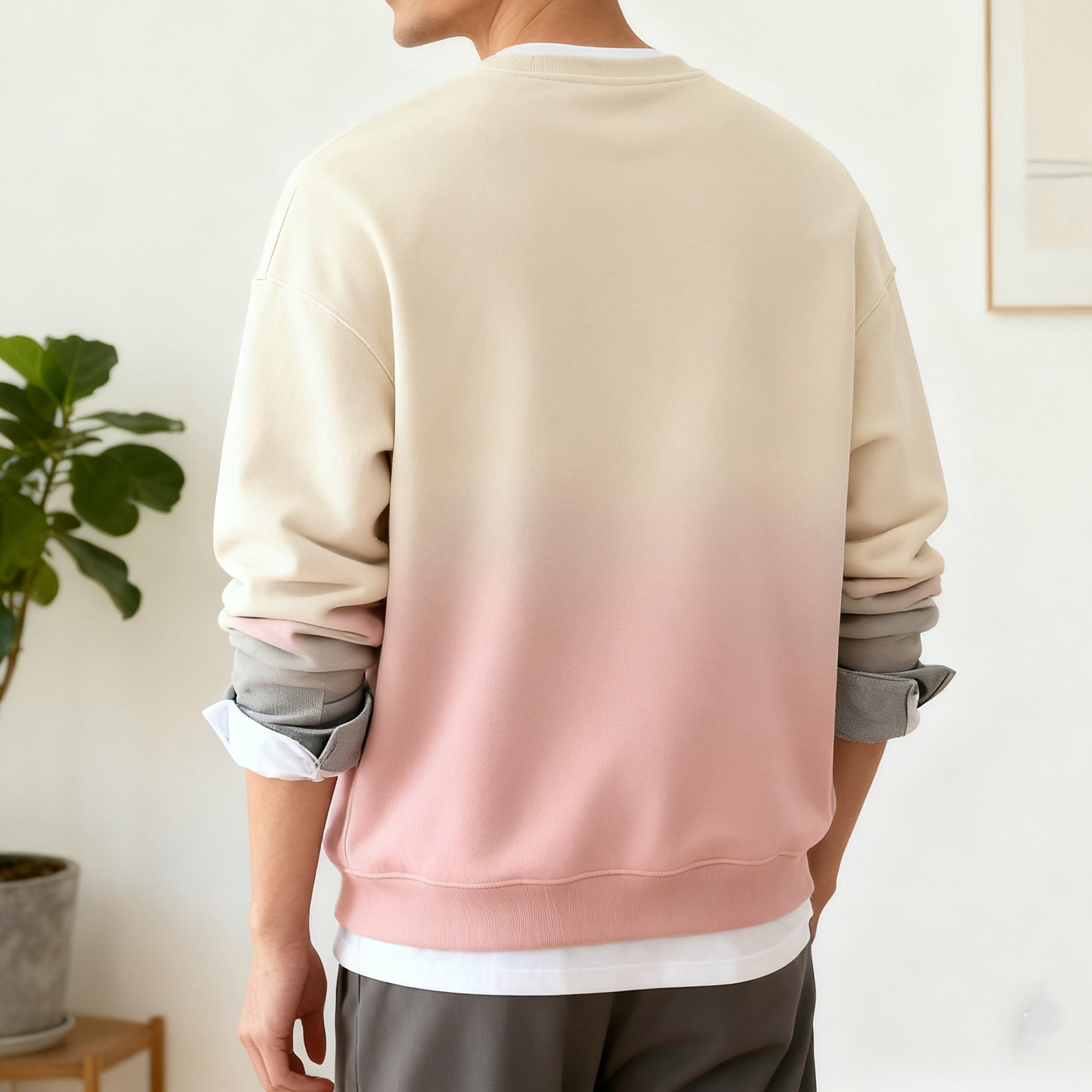  남성용 그라데이션 소프트 컬러 편안한 맨투맨