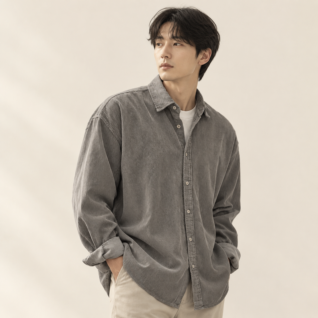 남성 루즈핏 카라 캐주얼 코듀로이 셔츠