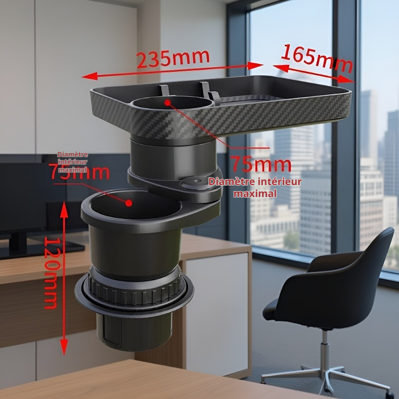 Support de gobelet de voiture 2-en-1 avec plateau