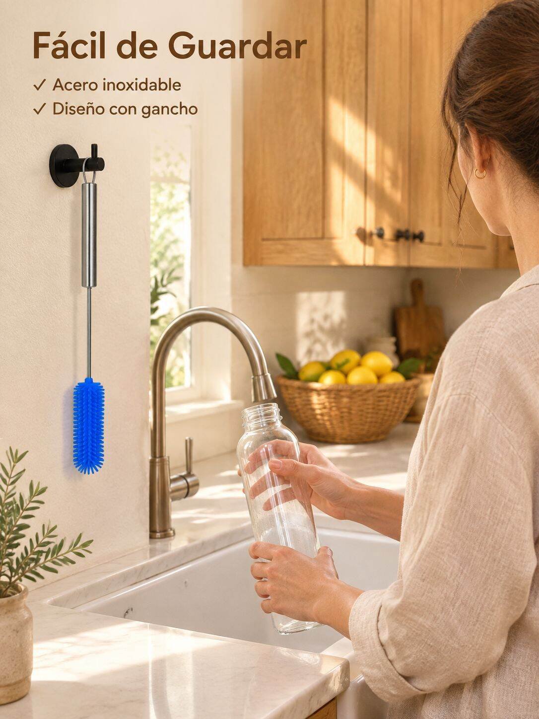 Cepillo automático giratorio para botellas de acero inoxidable