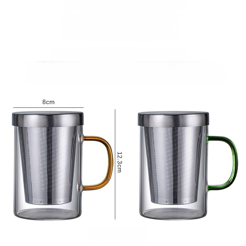 Glass Stainless Steel Filter Tea Cup