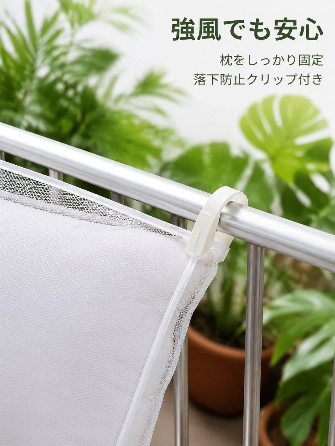多機能屋外防風枕乾燥ネット 家庭用バルコニー衣類ラック 枕クリップ付き