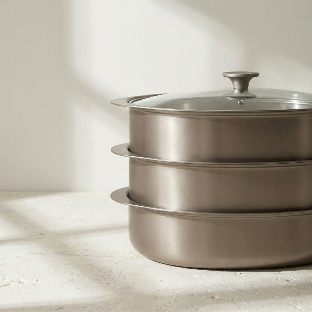 หม้อนึ่งสามชั้นพร้อมฝาแก้วใส